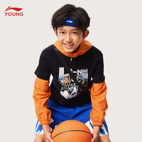 李宁 LI-NING童装儿童短袖T恤男大小童夏季吸汗舒适透气文化衫YHSU273 黑色-3 120