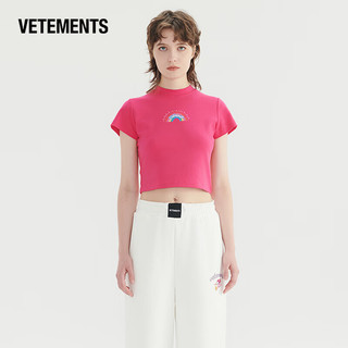 VETEMENTS奥莱特价全新带吊牌清仓百搭短袖T恤男女士同款休闲宽松上衣 63552305(玫红) L