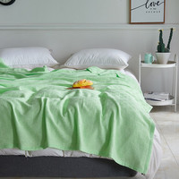 南极人（Nanjiren）A类针织全棉毛巾被纯棉空调被夏季毛毯盖毯办公室午睡毯儿童毯 绿色【A类全棉 亲肤透气】 200x230cm【A类双人毯】