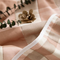 南极人（Nanjiren）A类针织全棉毛巾被纯棉空调被夏季毛毯盖毯办公室午睡毯儿童毯 日式大粉【全棉六层 亲肤透气】 180x200cm【A类单人毯】