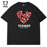 HI PANDA你好熊猫潮流爱心短袖t恤男生夏季挺括抗皱凉感亲肤动感珠地体恤