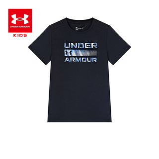 安德玛（Under Armour）童装夏季男大童短袖T恤吸湿快干上衣潮T242101610 黑色 170cm 