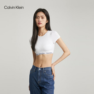 Calvin Klein内衣【摩登引力带】女士ck无钢圈轻运动内搭T恤式文胸QF7213AD 100-月光白 M 75B-85A