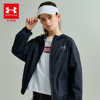 安德玛（Under Armour）儿童外套女童薄款舒适凉感宽松外套夏季童装凉感外套252226527 黑色 165