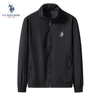 美国马球协会 U.S. POLO ASSN.保罗外套男秋冬休闲立领夹克外套男装秋装运动防风衣男 黑色JC-8302 XL