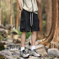 蕉下森林 冰丝短裤男款夏季大码宽松休闲五分裤工装 黑色 XL