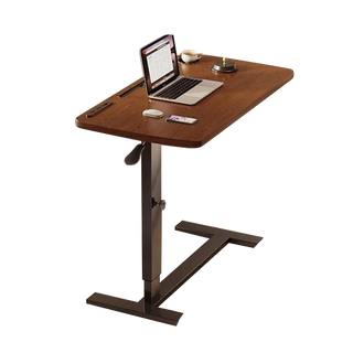 蔓斯菲尔实木床边桌气动升降桌大尺寸家用电脑桌可折叠移动宿舍沙发边桌子 【实木】胡桃色+USB+折叠+升降