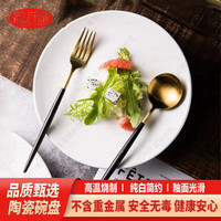 厨万雅 10英寸纯白西餐盘 陶瓷盘子 菜盘 果盘