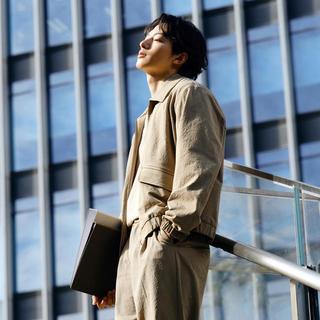 2024春秋泡泡纱面料简约宽松休闲夹克男微弹舒适夹克外套