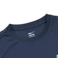 鸿星尔克男童短袖t恤男童夏百搭印花舒适速干透气儿童短袖夏装儿童t恤 蓝黑色 140