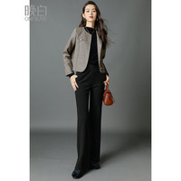 晚白2025春款雅丹风时尚简约气质外套百搭绵羊毛小香风外套女 咖色 XL