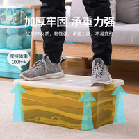 茶花 CHAHUA 收纳箱大号有盖透明塑料衣物玩具收纳储物箱整理箱 【蓝色】 【三件套】7.5L+15.5L+26.6L