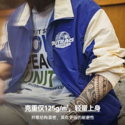 马登 工装 美式拼色赛车夹克男春复古刺绣宽松休闲外套尼龙机车上衣 宝蓝色 L