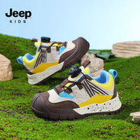 Jeep婴儿宝宝鞋春秋季男女简约拼色学步鞋休闲透气旋钮扣幼儿童鞋运动 卡其 27 鞋内长约17.3cm