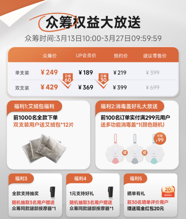 有品众筹vol 6：酷轻松 石墨烯气囊腿部按摩器 单支装 黑色