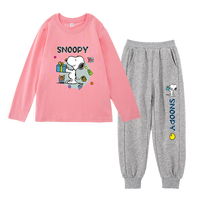 史努比(SNOOPY)童装男童纯棉春秋款儿童长袖T恤圆领女童打底上衣中大童运动装 滑行努比灰蓝+炫酷努比灰蓝 130 【适合身高120CM】
