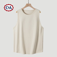 C&A无袖冰丝背心速干小领口显肌肉t恤男模穿搭训练坎肩 浅米 M