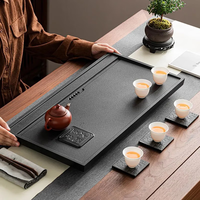 哈骆顿(HALODN)茶盘托盘家用仿乌金石功夫茶具轻奢排水式泡茶台可办公室用干泡台 大道至简【60*32*3cm】