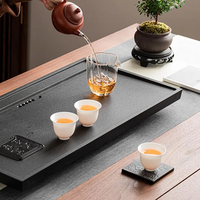 哈骆顿(HALODN)茶盘托盘家用仿乌金石功夫茶具轻奢排水式泡茶台可办公室用干泡台 大道至简【80*37*3】