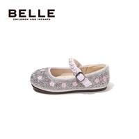 百丽童鞋女童公主鞋2025春季宝宝鞋小女孩水晶单鞋儿童时尚小皮鞋 银色 31 脚长19.1-19.6cm