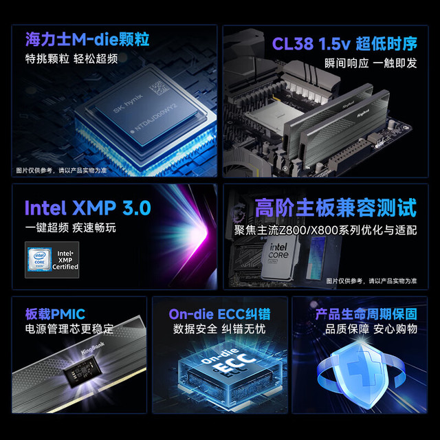 金百达（KINGBANK）48GB(24GBX2)套装DDR5 8400 台式机内存条海力士M