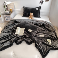 雅鹿牛奶绒毛毯被子冬季加厚双面绒毯子多功能盖毯办公室午睡毯空调毯 深灰【双面加厚牛奶绒】 100*120cm【单毛毯】