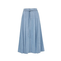 VEROMODA半身裙25春季高腰莱赛尔面料自带腰绳中长半裙简约 浅牛仔蓝色 M