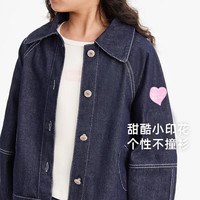 JELLYBABY中大童套装女童牛仔套装防褪色秋装牛仔外套+牛仔裤两件套 牛仔蓝 140CM