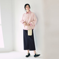 伊芙丽(eifini)【经典延续】伊芙丽防透防晒宽松版基础版百搭小版衬衫白色小上衣 糖果粉 M