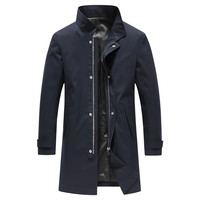 七匹狼男装立领中长装风衣春秋季时尚商务休闲潮风衣外套男上衣 101(藏青) 170/88A/L