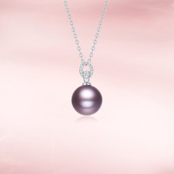 周六福 紫色爱迪生珍珠S925银项链X0614365近圆 10-11mm 40+5cm