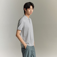 GXG男装 多色多款翻领刺绣印花休闲通勤短袖POLO衫 清仓款 170/M 浅灰色翻领短袖POLO衫GE1240993D