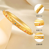 移动端、京东百亿补贴：周大生 足银手镯花丝珐琅手镯新中式国风58圈口 花丝珐琅手镯