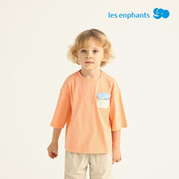 丽婴房（Les enphants）马卡龙落肩七分袖T恤25春装男童女童趣味撞色口袋短袖1 浅紫色 90 cm
