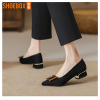 鞋柜品牌女鞋爆款粗跟单鞋女新品2025新款不累脚黑色工作鞋通勤女鞋 黑色跟高 3cm 37