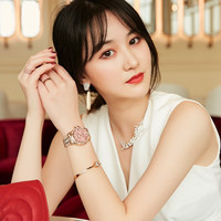 卡罗莱(CALUOLA)女表全自动机械小绿表时尚女士手表防水皮带精钢陶瓷带腕表CA1206 玫金粉面陶瓷 CA1206