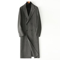 秋冬时尚双面羊绒大衣男长款100%羊毛双排扣过膝毛呢风衣外套加厚 XL