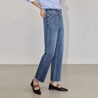 丽丽LILY法棍裤九分高腰直筒裤通勤休闲显瘦牛仔裤女小个子2025春 S