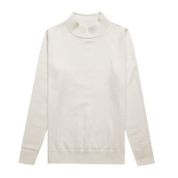 金菊【100%绵羊毛】2025春秋女式羊毛衫打底百搭针织保暖毛衣 半高领浅秋杏 XL