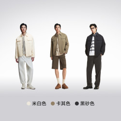 杰克琼斯 男装 外套春季柔软纯棉简约背后字母图案宽松翻领夹克