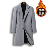 啄木鸟男士羊毛外套2024冬季加棉加厚毛呢大衣中长款高端呢子风衣 170/M