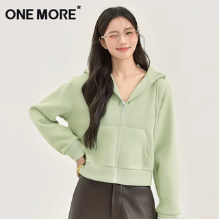 one more短款卫衣女春秋款2025奶白色长袖上衣休闲开衫外套X