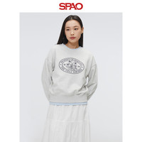 SPAO韩国同款2025年春季女士时尚刺绣休闲圆领卫衣SPMWF23G51