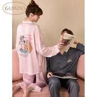 Gukoo/果壳睡衣春秋款迪士尼联名简约冰丝男家居服套装A