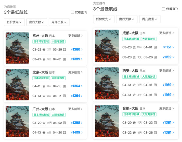大降!樱花季逆跌!上海=大阪700+!多地出发都有票!