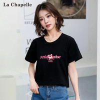 La Chapelle拉夏贝尔2025年夏季纯棉短袖t恤女显瘦正肩小个子上衣TK-私域 米奇- 粉 好评⭐️ 2XL