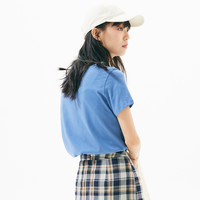 美特斯邦威短袖T恤女士夏季百搭纯棉圆领显瘦内搭白色纯色打底衫 豆紫 170/92A