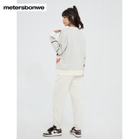 美特斯邦威时尚毛衣女太空米奇圆领毛衫套头印花青春流行保暖秋冬 橙色组 165/L