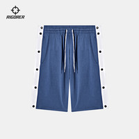 准者2025篮球运动跑步比赛训练便拆针织休闲宽松五分排扣裤男 浅灰色 XS