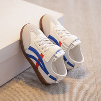 笛莎儿童透气小白鞋2025春季运动鞋软底女童休闲鞋男孩魔术贴 米白 28码